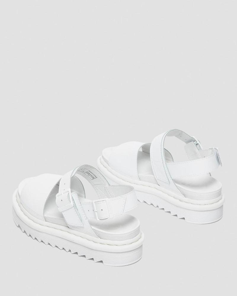 White Women's Dr Martens Voss Mono Hydro Leather Gladiator Sandals | CA 304XYU